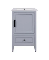 20" Bathroom Vanity with Sink, Bathroom Cabinet with A Door, Door Shelf Storage and Adiustable Foot Pads, A Drawer, Grey