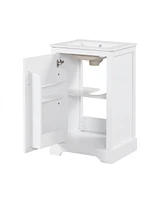 20" Bathroom Vanity with Sink, Bathroom Cabinet with Soft Closing Door, Storage Rack and Adjustable Shelve, White
