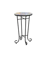 Patio Side Table,Colorful+Black
