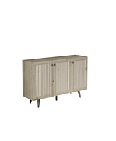 Gray Storage Cabinet with 3 Doors, Adjustable Shelf, and Coffee Bar