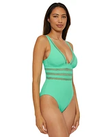 Becca Women's Modern Edge Ribbed One-Piece Swimsuit