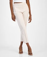 Bar Iii Women's Striped Straight-Leg Cropped Pants, Exclusively at Macy's