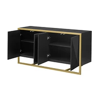 Mahogany Veneer Modern Sideboard with Unique Metal Legs,Suitable for Study,Entryway, Hallway, Living Room