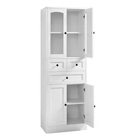 Tall Bathroom Storage Cabinet, Cabinet with Four Doors and Drawers, Adjustable Shelf, Mdf Board, White