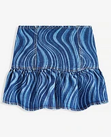 With Jules Big Girl Cotton Denim Wave Wash Skirt