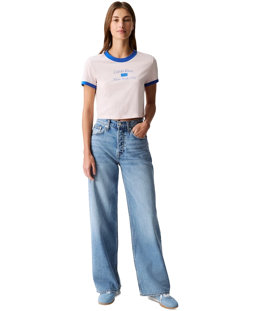 Calvin Klein Jeans Women's High-Rise Wide-Leg Denim