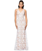 Betsy & Adam Women's Embellished Floral Soutache Sleeveless Gown