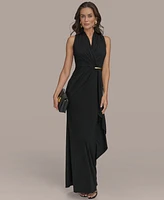 Donna Karan New York Women's Gathered Hardware Sleeveless Jersey Gown