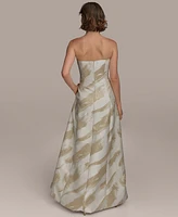 Donna Karan New York Women's Metallic Jacquard Strapless Ball Gown