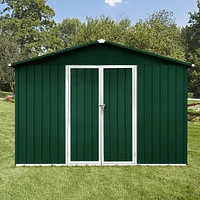 Metal garden sheds 10ftx12ft outdoor storage sheds white+green