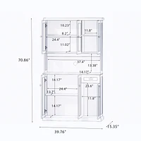 71" Kitchen Pantry & Microwave Stand: Freestanding with 6 Doors, 1 Drawer, Adjustable Shelves