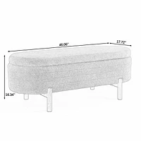 Ottoman Oval Storage Bench,Rubber Wood Leg,Beige(46."x17.7"x10.8")