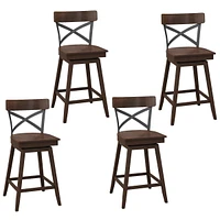 Gymax Set of Wooden Swivel Bar Stools Counter Height Kitchen Chairs w/ Back