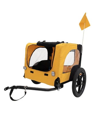 Yellow Outdoor Heavy Duty Foldable Utility Pet Stroller Dog Carriers Bicycle Trailer