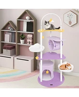 Large Cat Tower with Jumping Platforms Multi-Level Playhouse for Active Cats