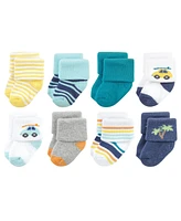 Hudson Baby Cotton Rich Terry Socks 16-Pack, Surf Dude, 0-6 Months