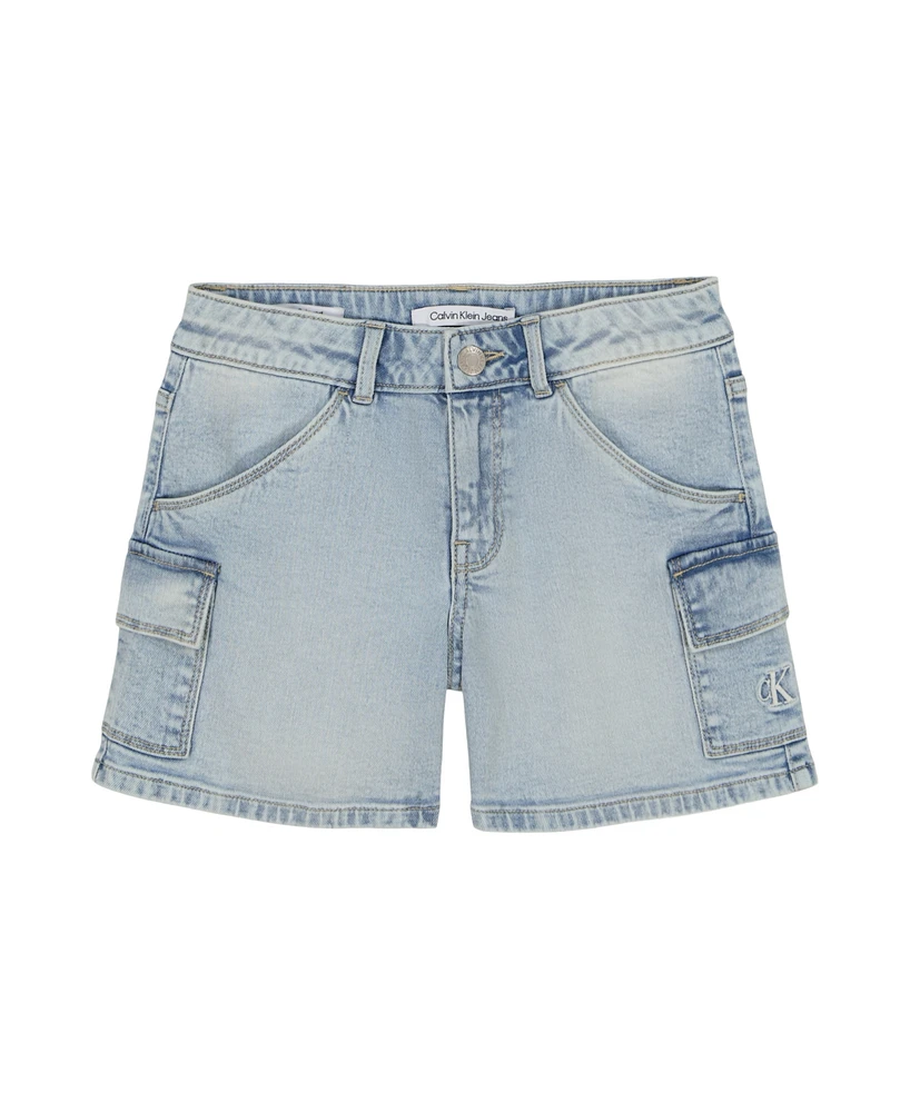 Calvin Klein Big Girls Denim Cargo Shorts
