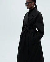 Mango Women's Long Oversized Double-Breasted Trench Coat