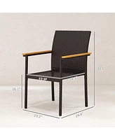 Outsunny 2 Pcs Wicker Dining Chair, Outdoor Chairs w