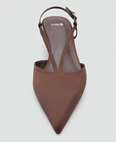 Mango Women's Straps Satin Kitten Shoes