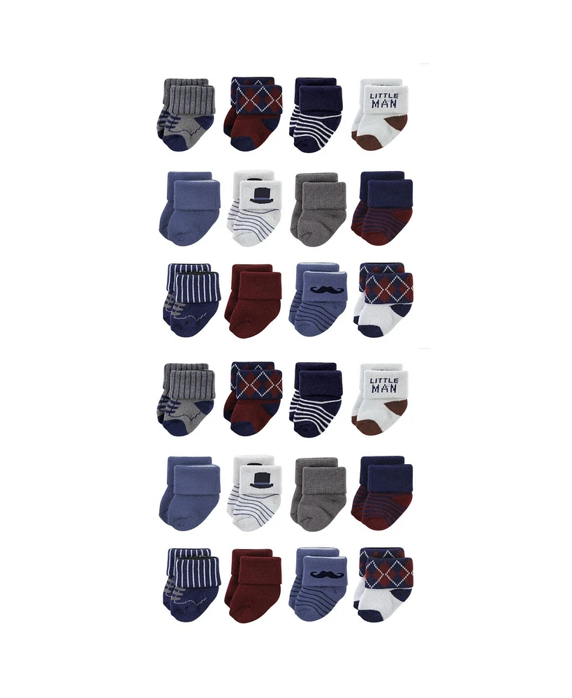 Hudson Baby Boys Cotton Rich Terry Socks 24-Pack, Gentleman, 0-6 Months