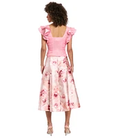 Muse Women's Ruched Organza Flutter-Sleeve Top