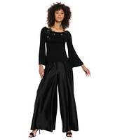Muse Women's Satin High Rise Pleated Wide-Leg Pants