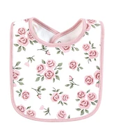 Hudson Baby Infant Girl Cotton Bibs, Mama Mauve Sage Rose, One Size