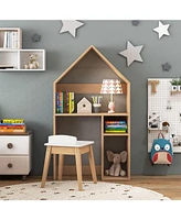 2-in-1 Kids House-Shaped Table and Chair Set
