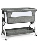 Gouun Adjustable Baby Bedside Crib with Large Storage