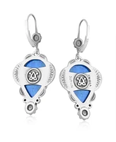 American West Jewelry Sterling Silver Denim Lapis Pear-Cut Concha Earrings