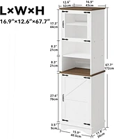 Tall Bathroom Cabinet, Farmhouse Storage Cabinet with Led Lights and Adjustable Shelves