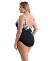 Longitude by Mimi Flamingo Tidal Swoon Panel Scoopneck Tank One Piece Swimsuit