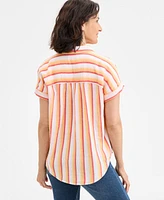 Style & Co Women's Printed Cotton Gauze Camp Shirt, Exclusively at Macy's