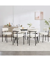 Dyhome Kitchen Chairs Mid-Century Modern Dining Chairs Set of 6, Kitchen Dining Room Chairs, Polyester Upholstered Wishbone Dining Chair