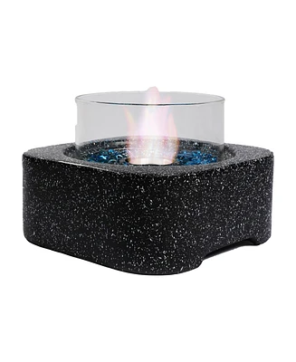 Tabletop Fire Pit with Glass Wind Guard Stylish, Functional, and Portable Outdoor Heating