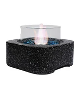 Tabletop Fire Pit with Glass Wind Guard Stylish, Functional, and Portable Outdoor Heating
