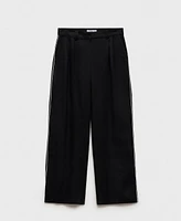 Mango Women's Contrast Stripe Linen Trousers