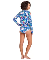 Tommy Bahama Women's Floral-Print Long-Sleeve Rash Guard