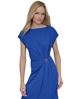 Dkny Women's Hardware-Trim Side-Ruched Dolman-Sleeve Dress