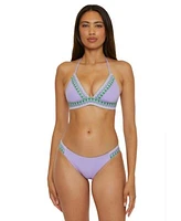 Becca Womens Fiesta Halter Bikini Top Side Tab Bottoms