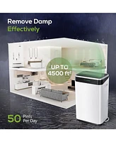 Kismile 45Pints/Day Dehumidifier for Home, Basement & Garage, Low Noise, 6500ML Water Tank, Auto Drain Hose, Intelligent Humidity Control