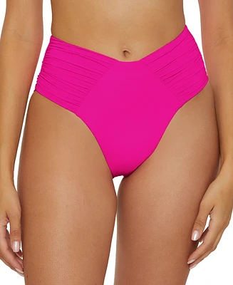 Becca Women's Ruched High-Waist Bikini Bottoms