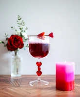 Qualia Glass Red Heart Stemmed Wine Glasses, Set of 2