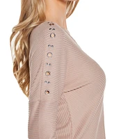 Belldini Women's Embellished V-Neck Knit Top