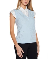 Belldini Women's Two-Fer Pullover Sweater