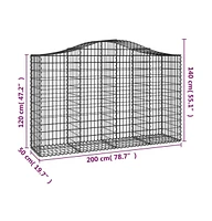 Arched Gabion Basket 78.7"x19.7"x47.2"/55.1" Galvanized Iron