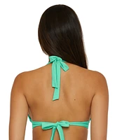 Becca Women's Modern Edge Rib-Knit Halter Bikini Top