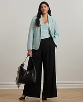 Lauren Ralph Plus Pleated Stretch Jersey Wide-Leg Pants