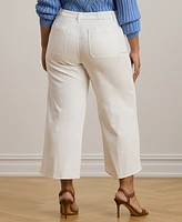 Lauren Ralph Plus High-Rise Wide-Leg Cropped Jeans
